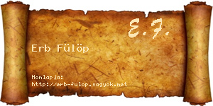 Erb Fülöp névjegykártya